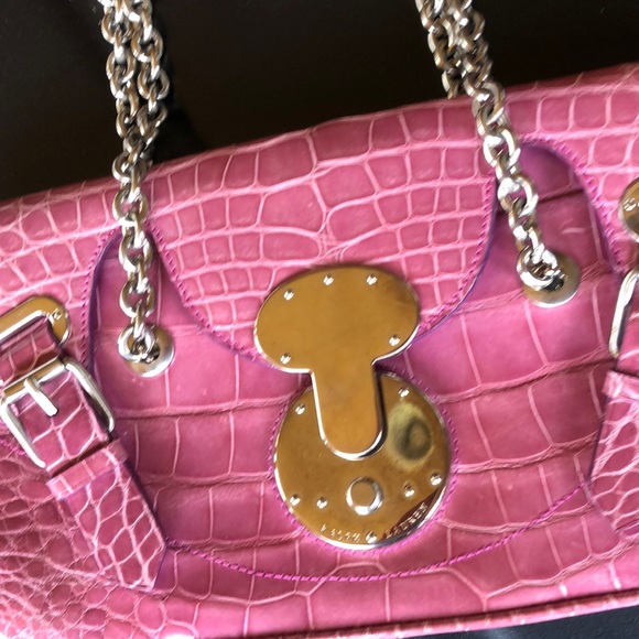 Ralph Lauren Ricky Id GENUINE alligator 🐊   chain handbag 👜 stunning - Picture 3 of 15